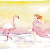 A4 - Aquarelle originale "Flamand rose"