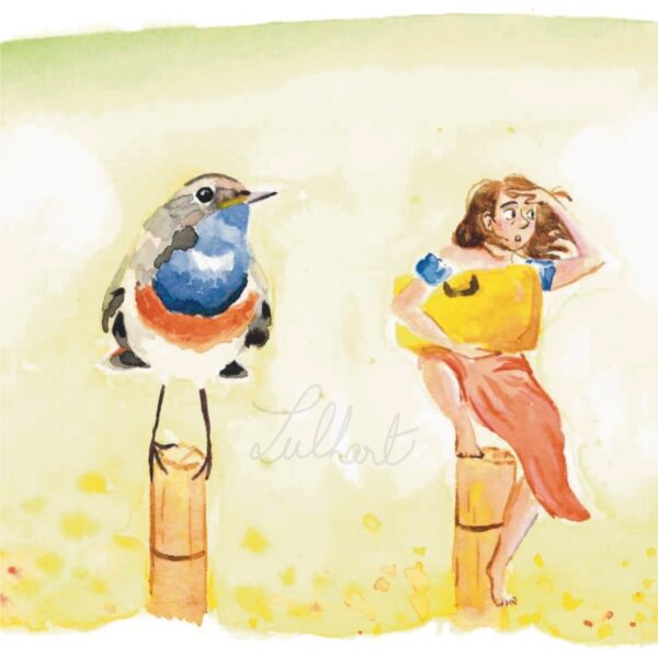 A5 - Aquarelle originale "Gorge bleue à miroir"