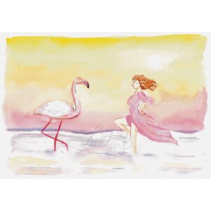 Illustration_sans_titre 34 A4 - Aquarelle originale "Flamand rose"