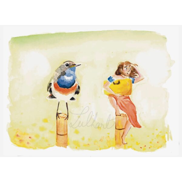 A5 - Aquarelle originale "Gorge bleue à miroir"