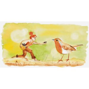 Illustration_sans_titre 41 A6 - Aquarelle originale "Rouge-gorge"