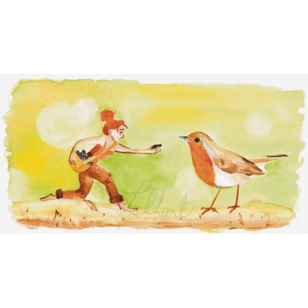 A6 - Aquarelle originale "Rouge-gorge"